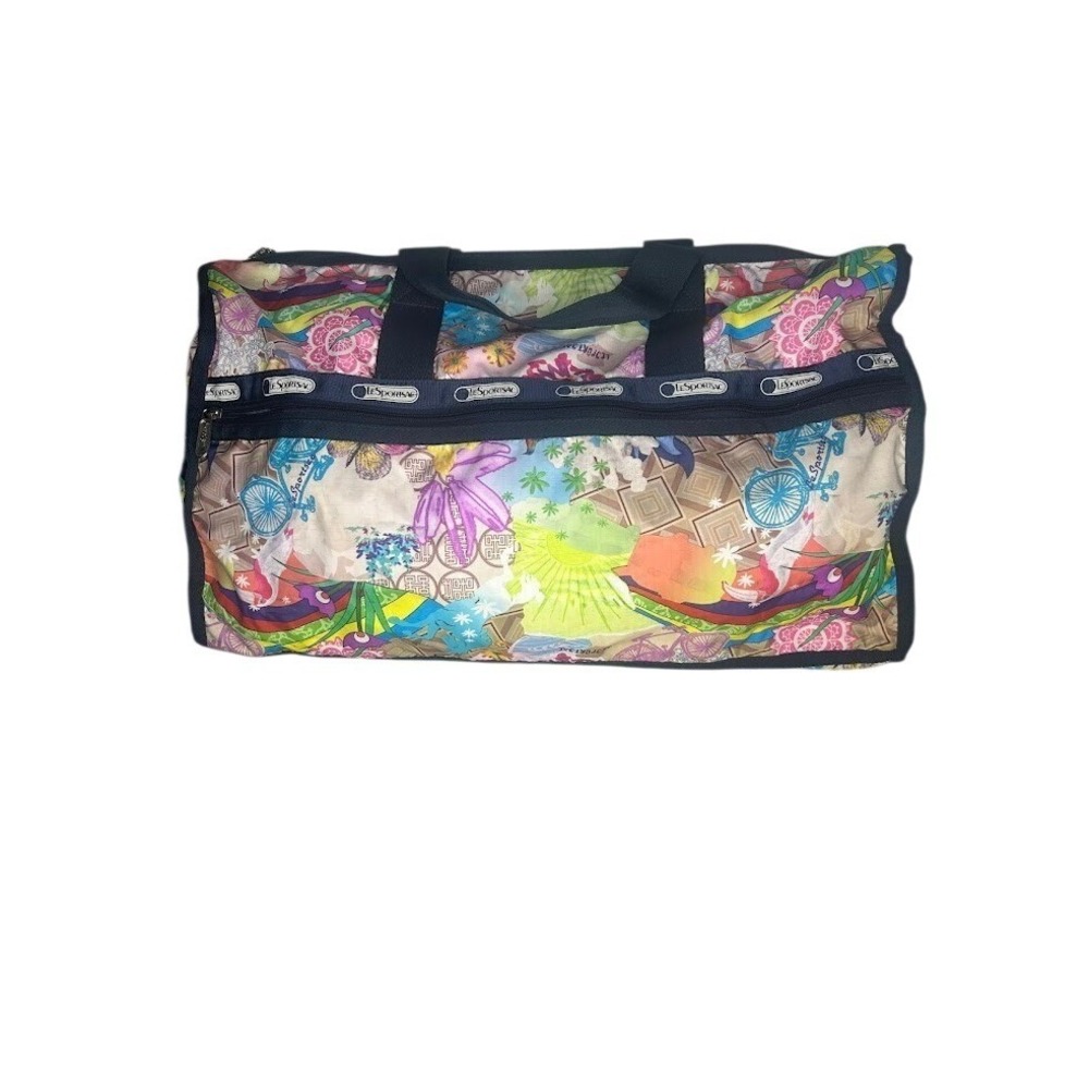 LeSportsac Large Duffel Bag Lilac‎ Bicycles, Flowers and Geometric Designs